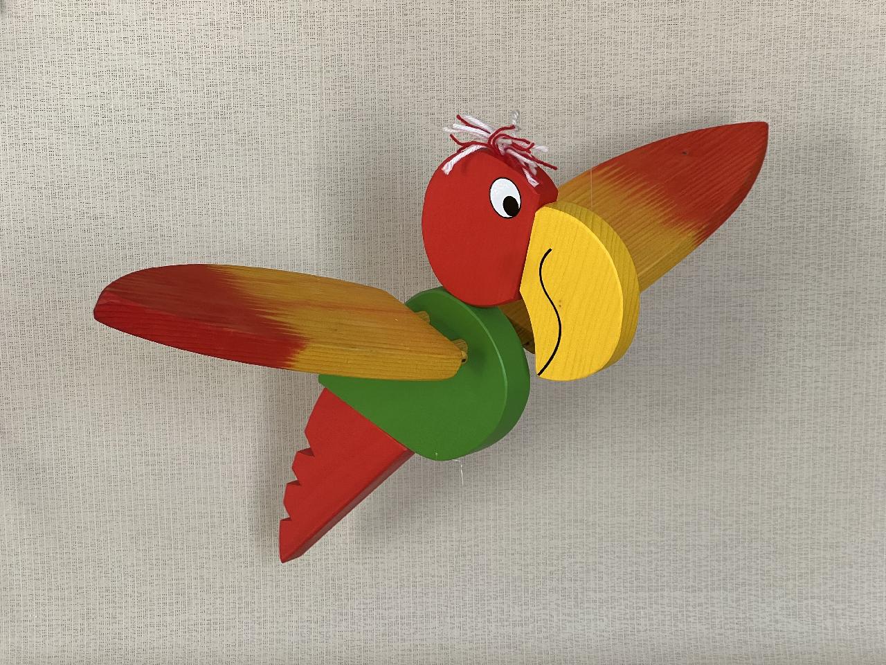Dřevěný létající papoušek velký - zelený