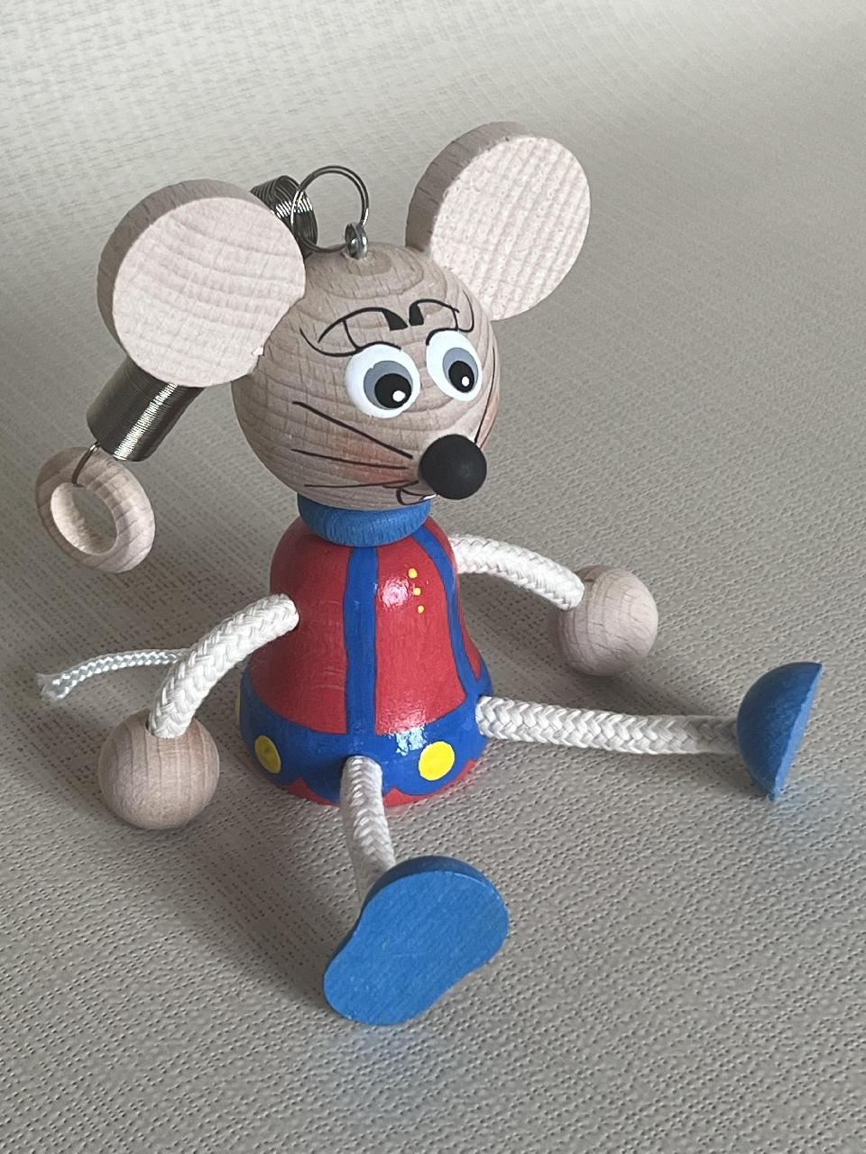 Pérák - dřevěná myška na pružině malá