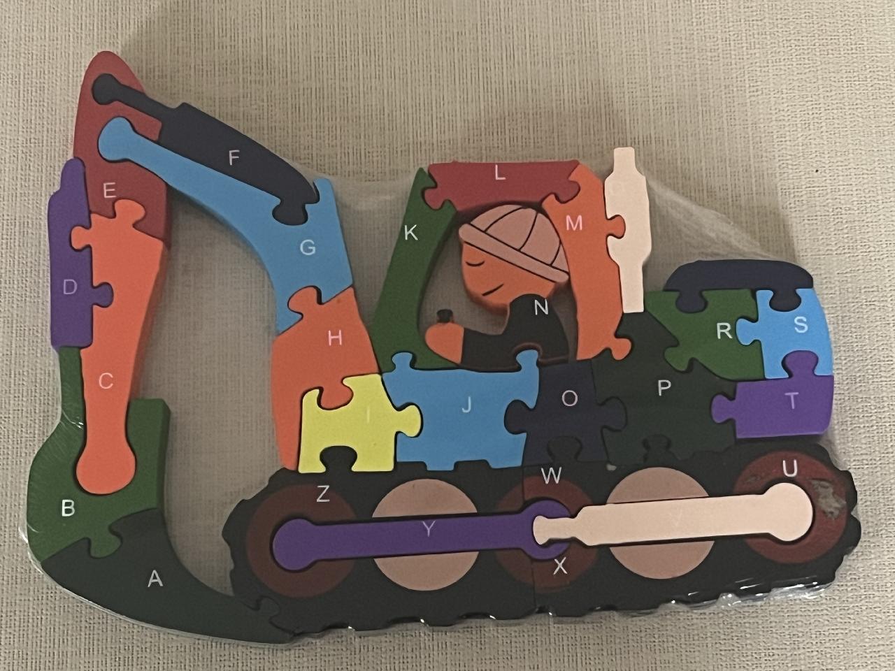 Dřevěné puzzle - bagr