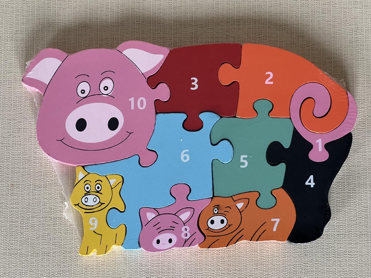 Dřevěné puzzle - prasátko a selátka