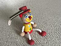 Pérák - dřevěný klaun žluto-červený na pružině malý
