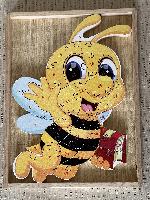 Dřevěné puzzle v dřevěné krabičce - včelka