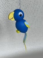 Párák - dřevěný papoušek na pužíně modrý
